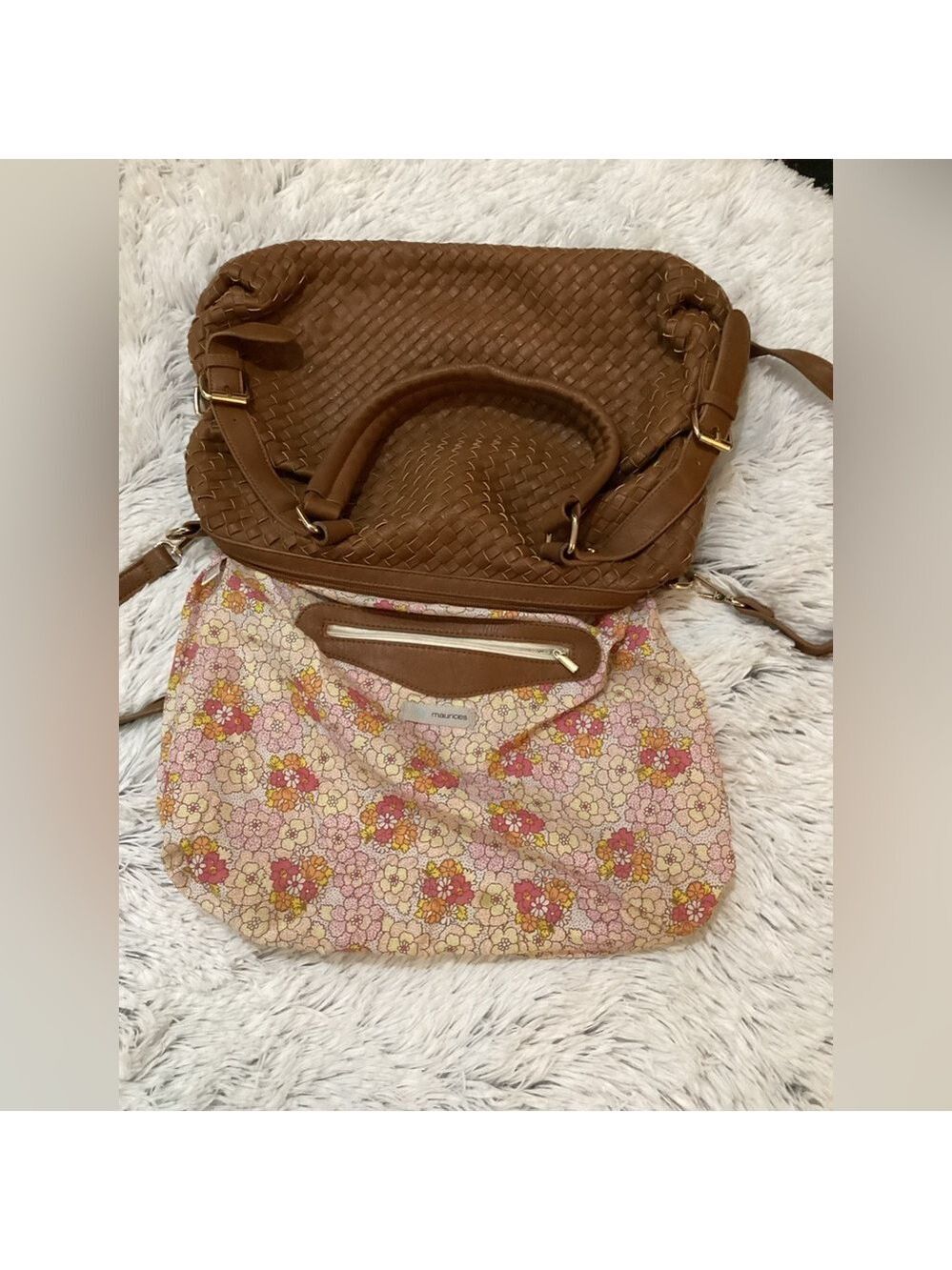 Maurice’s Adjustable removable strap handbag brown basket weave style - Picture 13 of 13